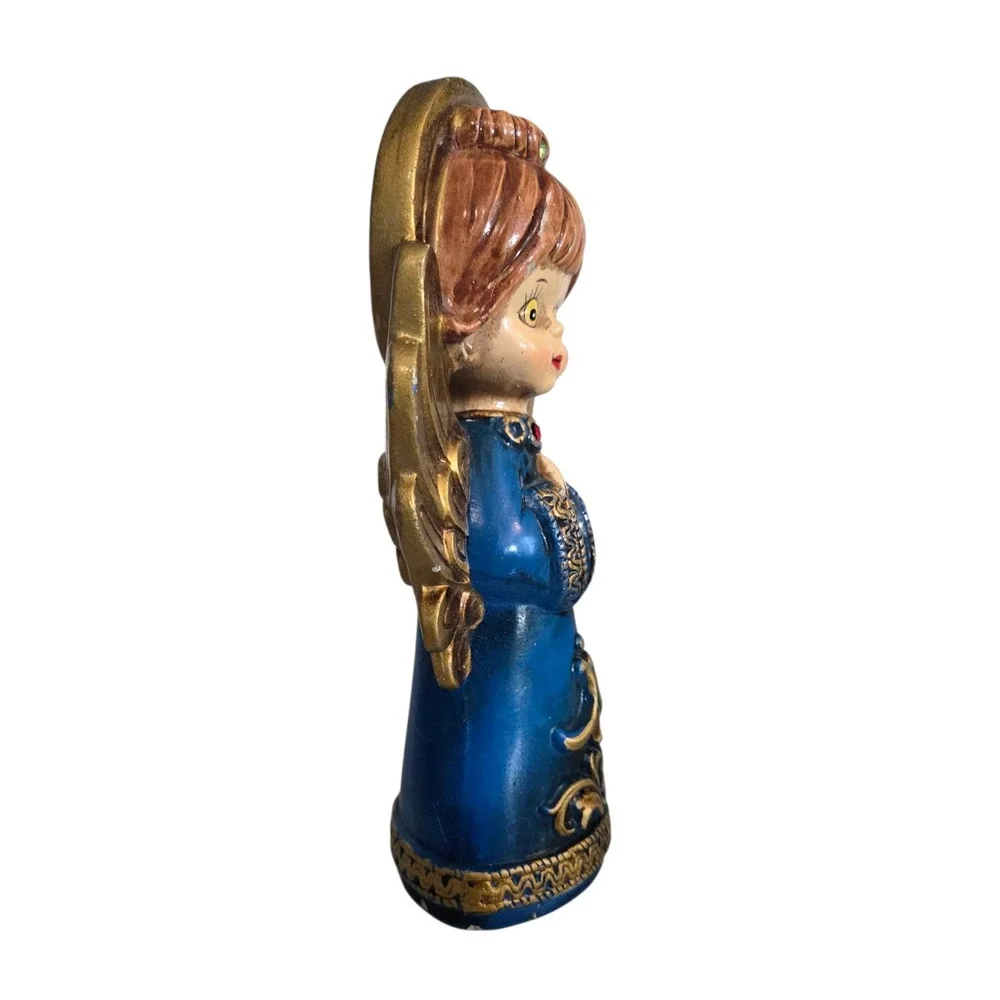 Vintage ARDCO 1960's‎ Praying Christmas Angel (Blue) Japan Paper Mache 8